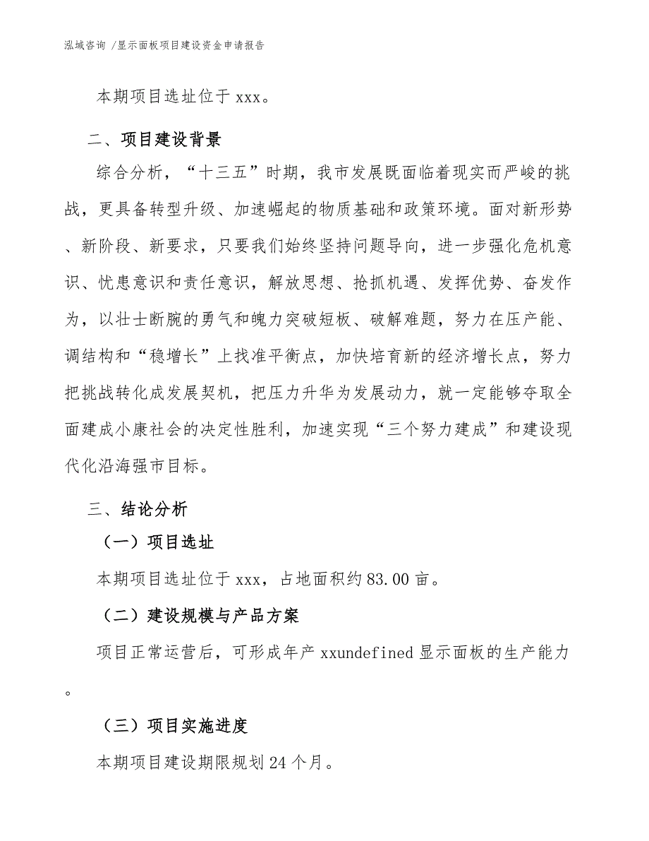 显示面板项目建设资金申请报告模板范本_第4页