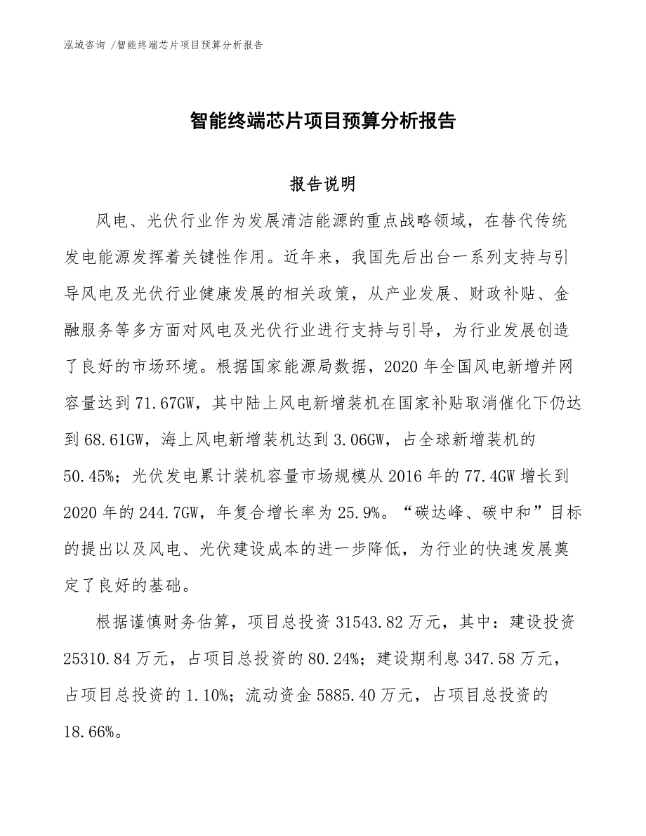 智能终端芯片项目预算分析报告-范文参考_第1页