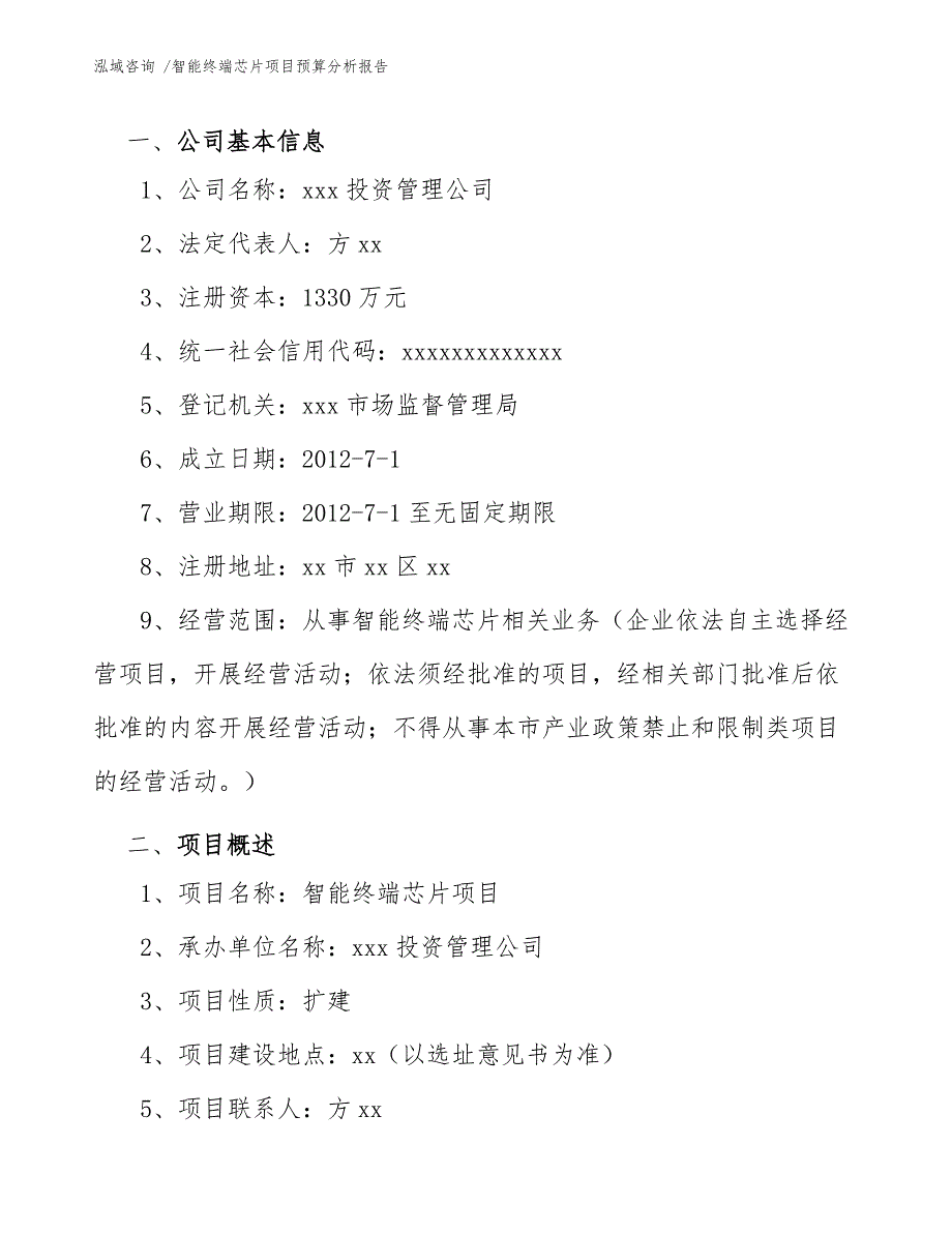 智能终端芯片项目预算分析报告-范文参考_第4页