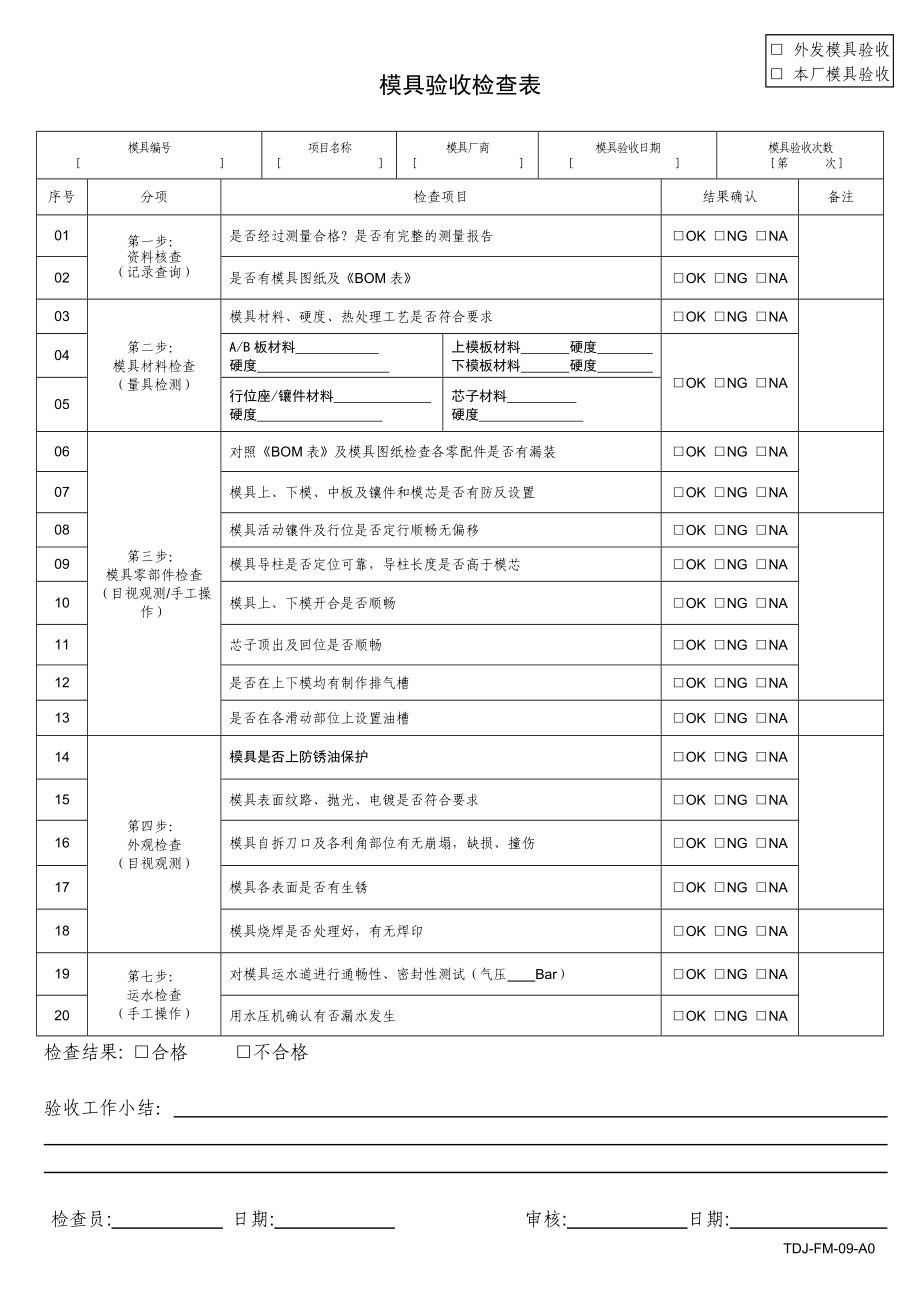 09模具验收检查表_第1页