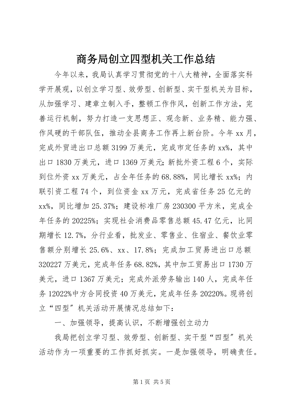 2022年商务局创建四型机关工作总结_第1页