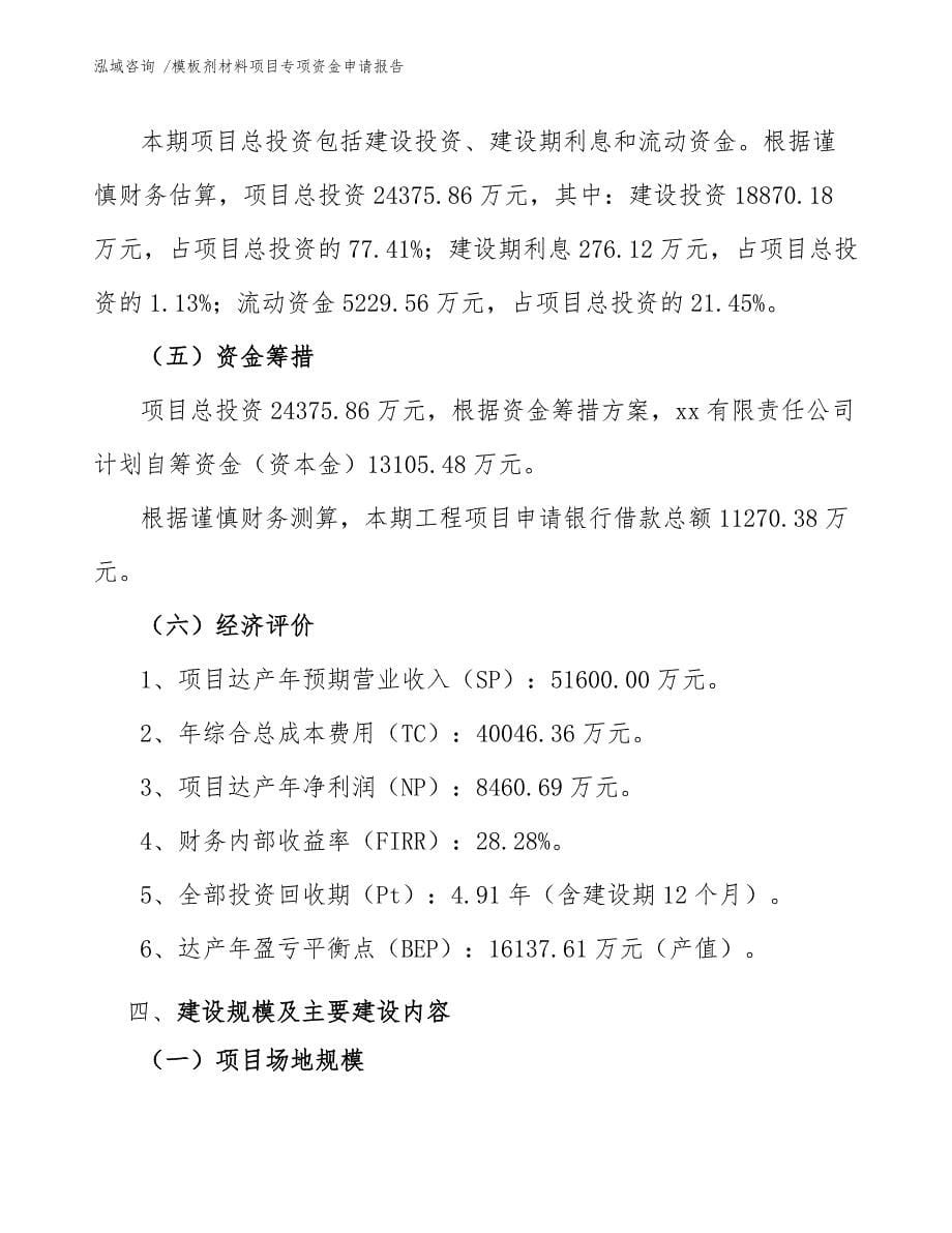 模板剂材料项目专项资金申请报告-模板_第5页