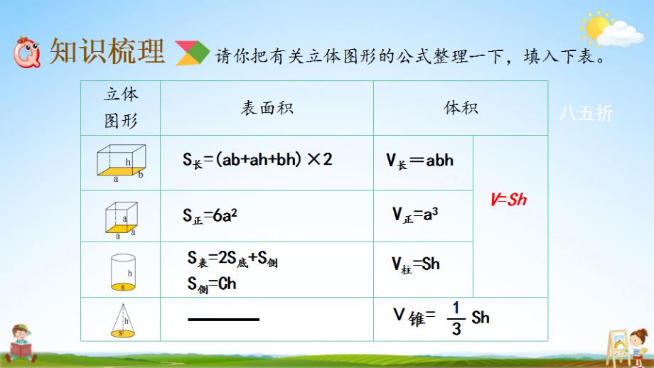 北京课改版六年级数学下册《总复习2-9 立体图形的表面积和体积》课堂教学课件_第3页