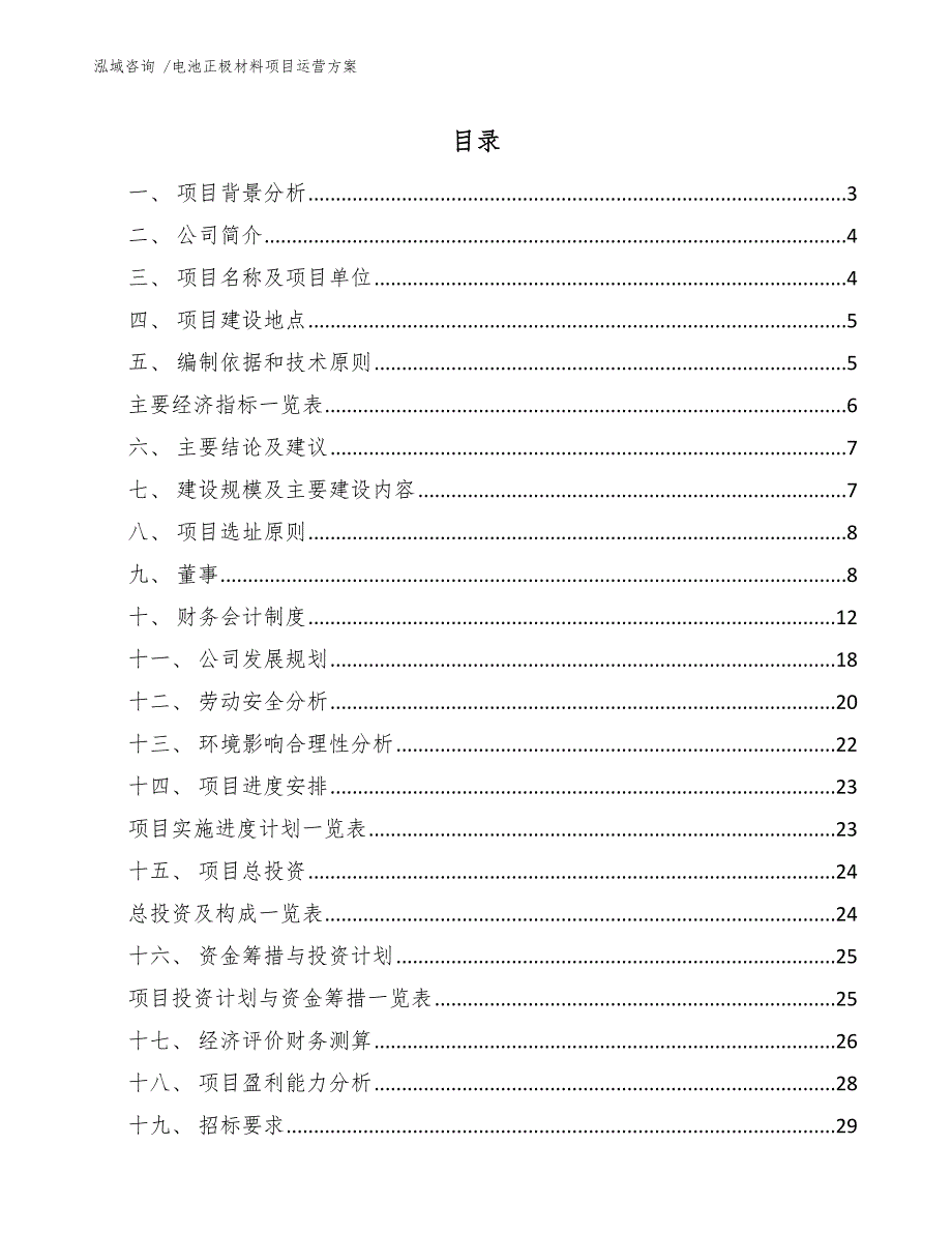 电池正极材料项目运营方案模板范文_第1页