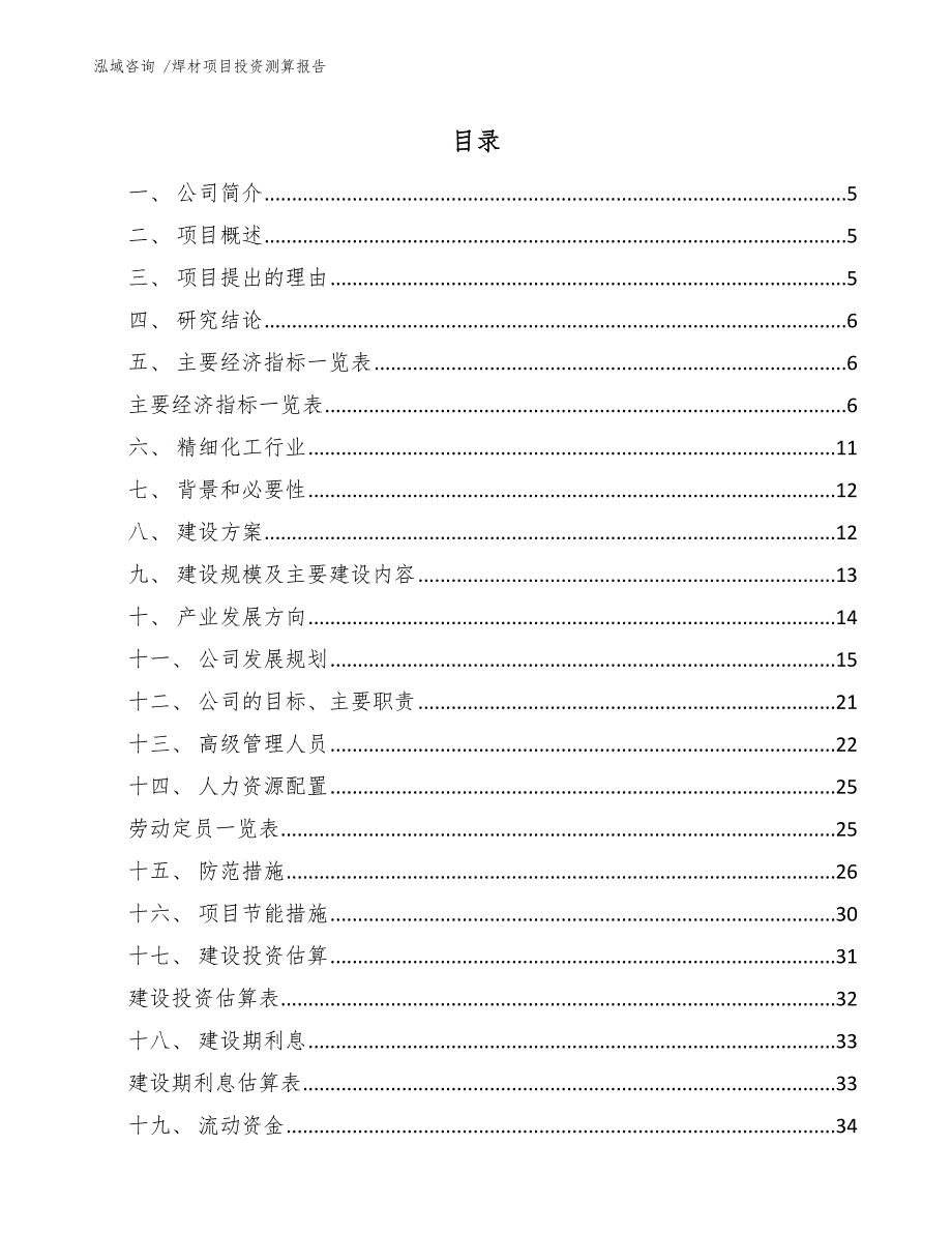 焊材项目投资测算报告_第2页