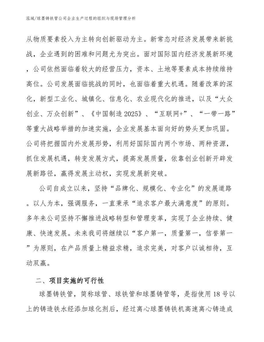 球墨铸铁管公司企业生产过程的组织与现场管理分析_第5页