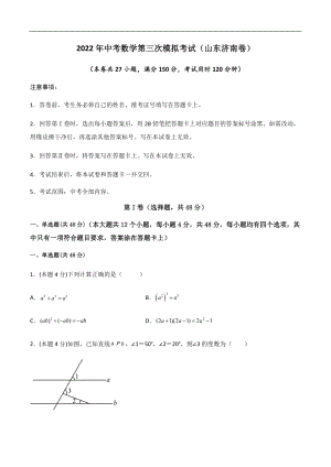 （山东济南卷）2022年中考数学第三次模拟考试（A4考试版）