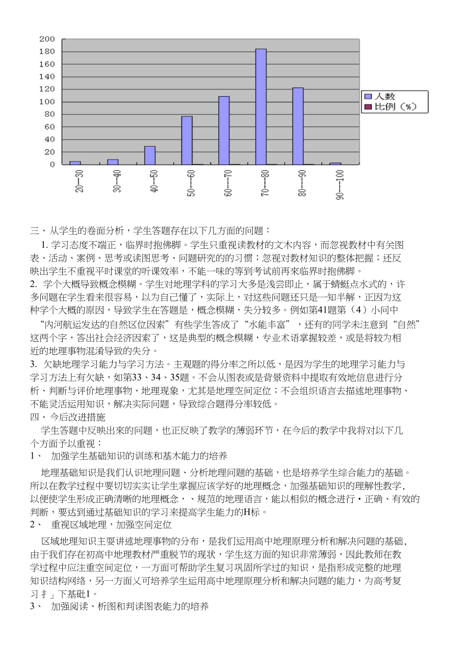 高二地理期中考试试卷评价报告_第2页