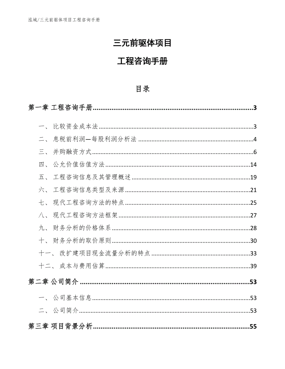 三元前驱体项目工程咨询手册（参考）_第1页