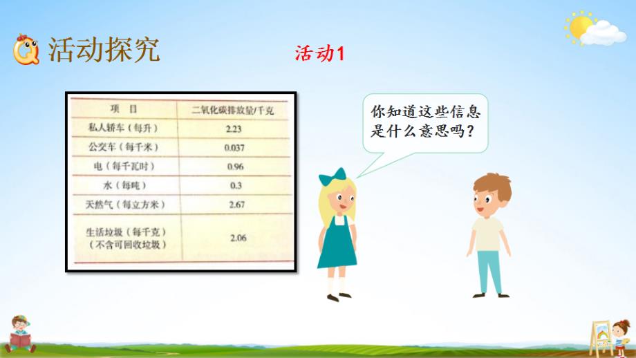 北京课改版五年级数学下册《2-5 家庭生活中的碳排放》课堂教学课件_第4页