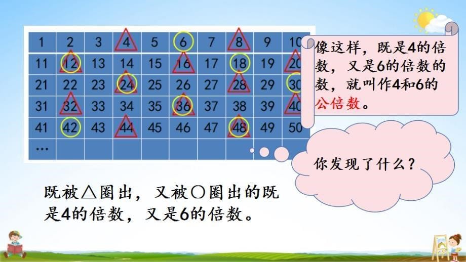 北京课改版五年级数学下册《3-9 公倍数及最小公倍数》课堂教学课件_第5页