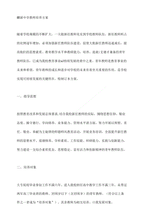 麟游中学教师培养方案