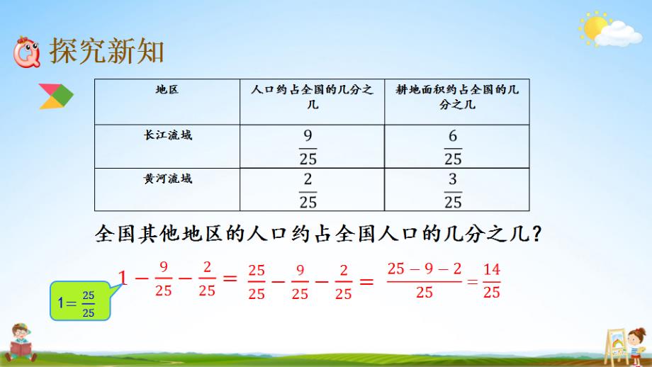 北京课改版五年级数学下册《5-2 被减数为1的分数减法》课堂教学课件_第4页