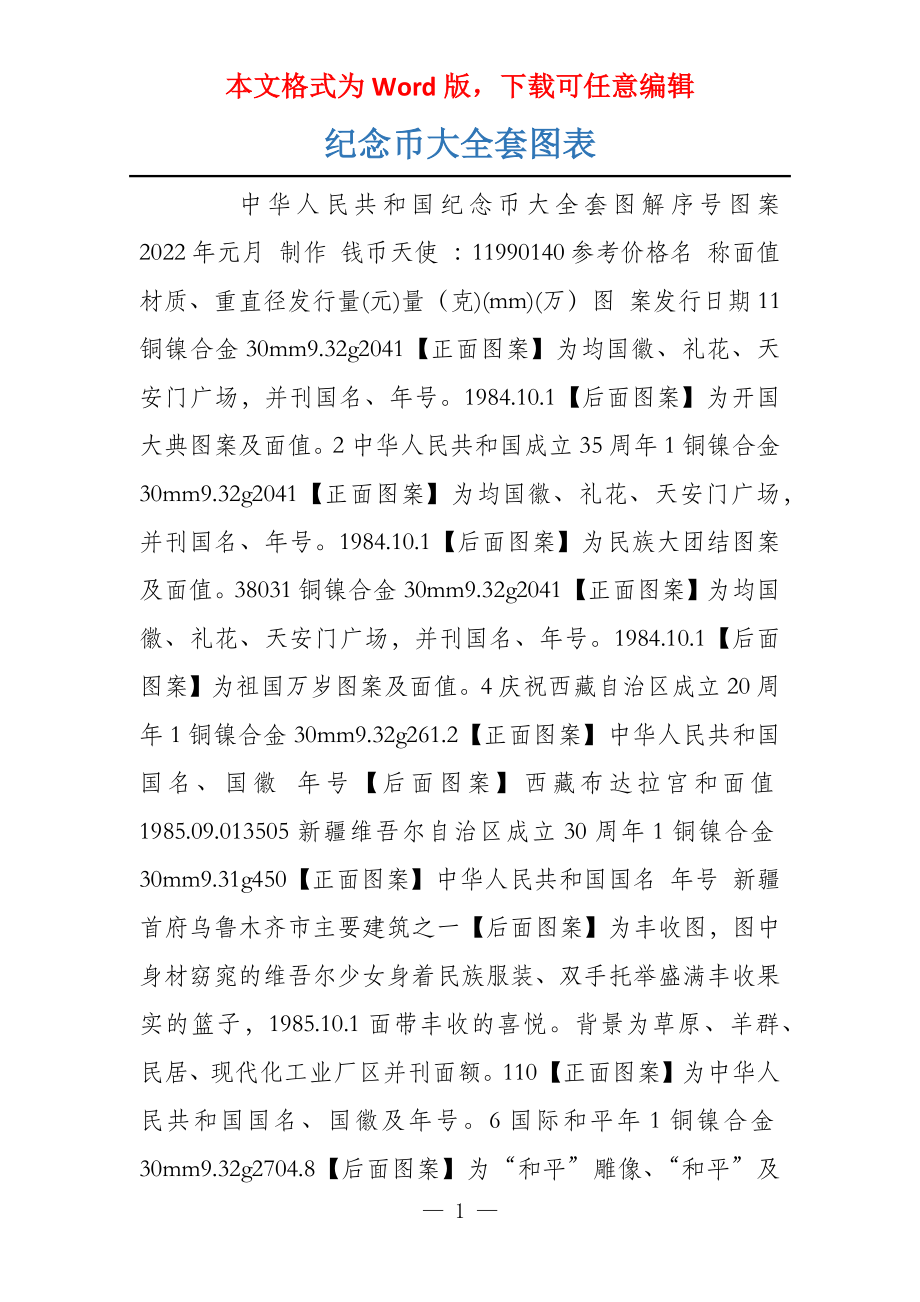 纪念币大全套图表_第1页