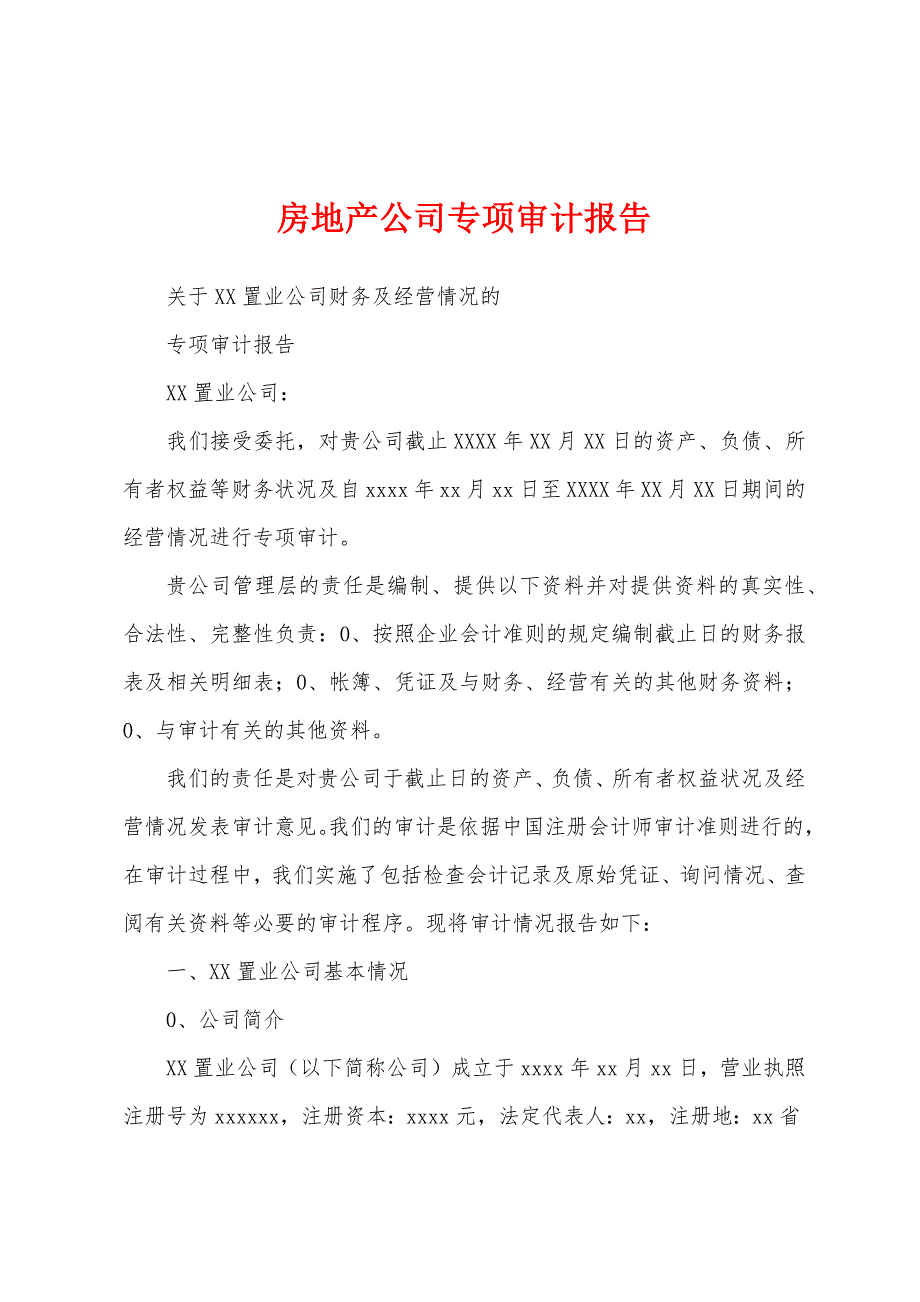 房地产公司专项审计报告_第1页