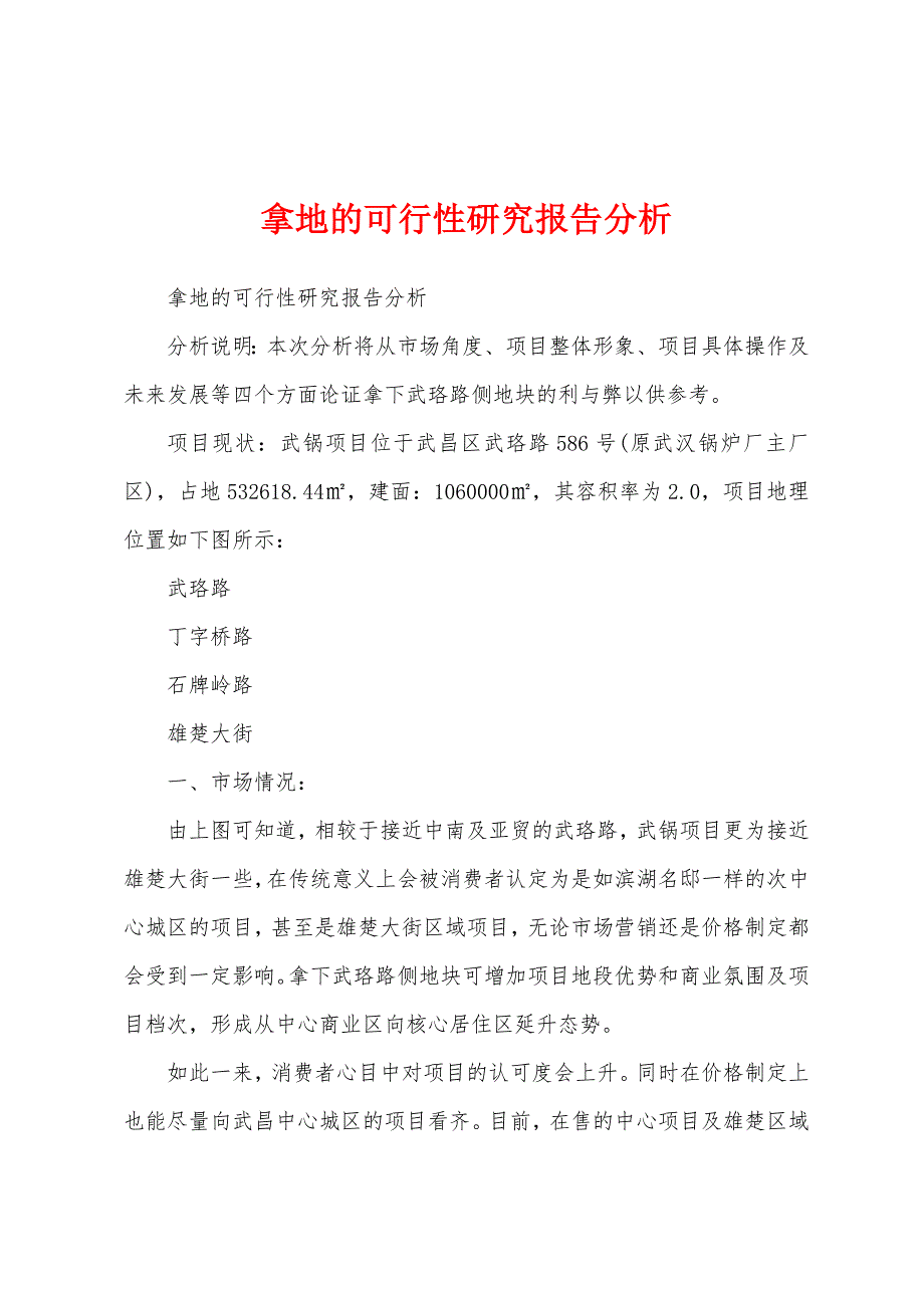 拿地的可行性研究报告分析_第1页