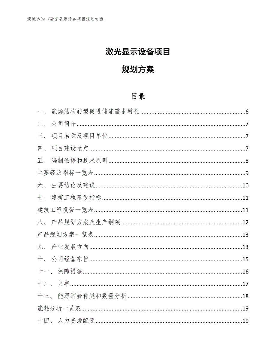 激光显示设备项目规划方案（模板）_第1页