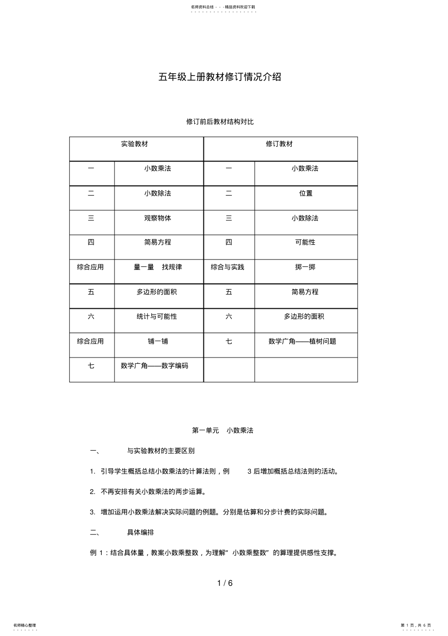 2022年五年级上册教材修订情况介绍_第1页