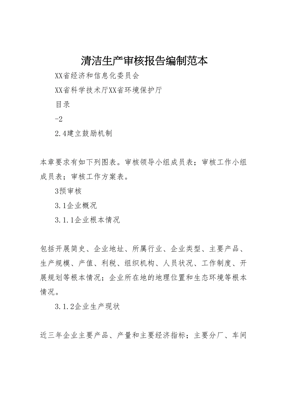 清洁生产审核报告编制范本_第1页