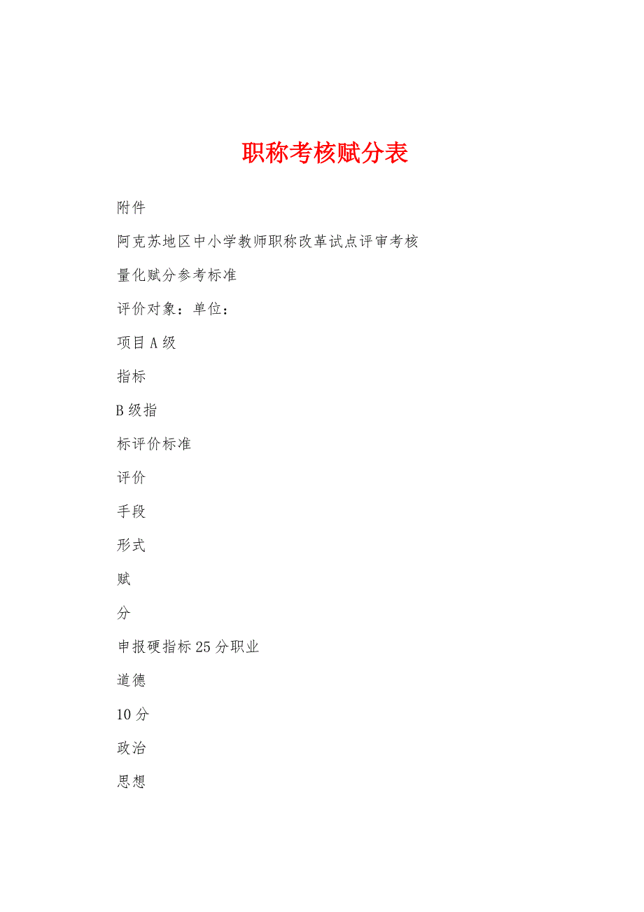 职称考核赋分表_第1页