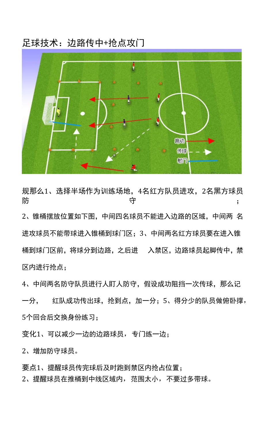 小学课后服务足球训练 边路传中+抢点攻门教案_第1页