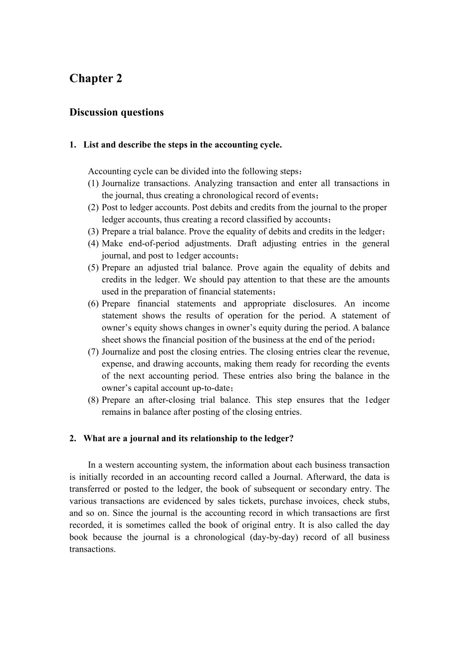 会计专业英语章节练习题及答案(共17章)chapter-2_第1页