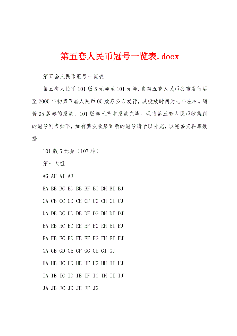 第五套人民币冠号一览表.docx_第1页