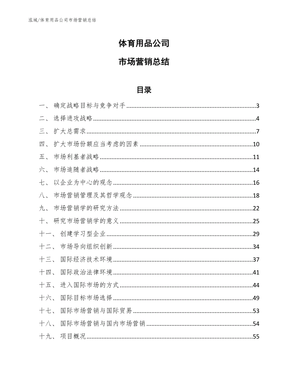 体育用品公司市场营销总结_参考_第1页