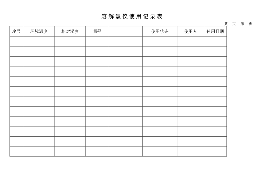 溶解氧仪使用记录表_第1页