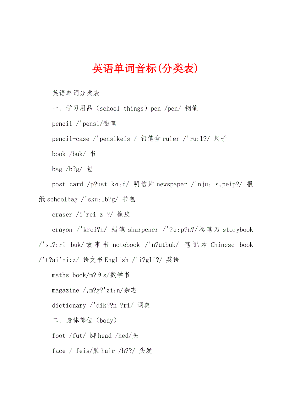 英语单词音标(分类表)_第1页