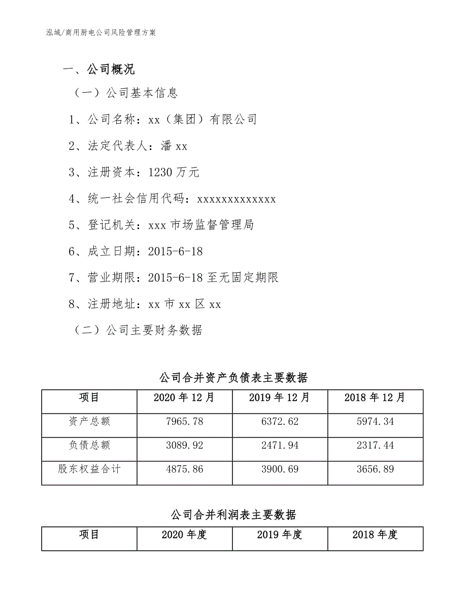 商用厨电公司风险管理方案【范文】_第4页