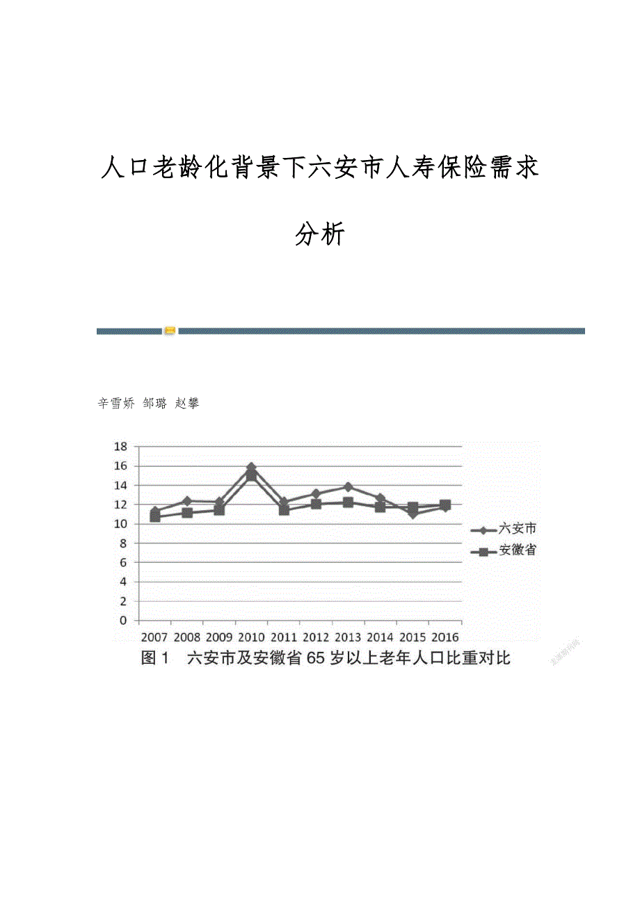 人口老龄化背景下六安市人寿保险需求分析_第1页