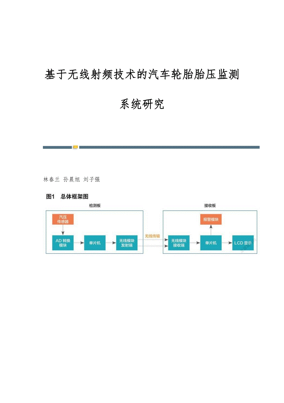 基于无线射频技术的汽车轮胎胎压监测系统研究_第1页