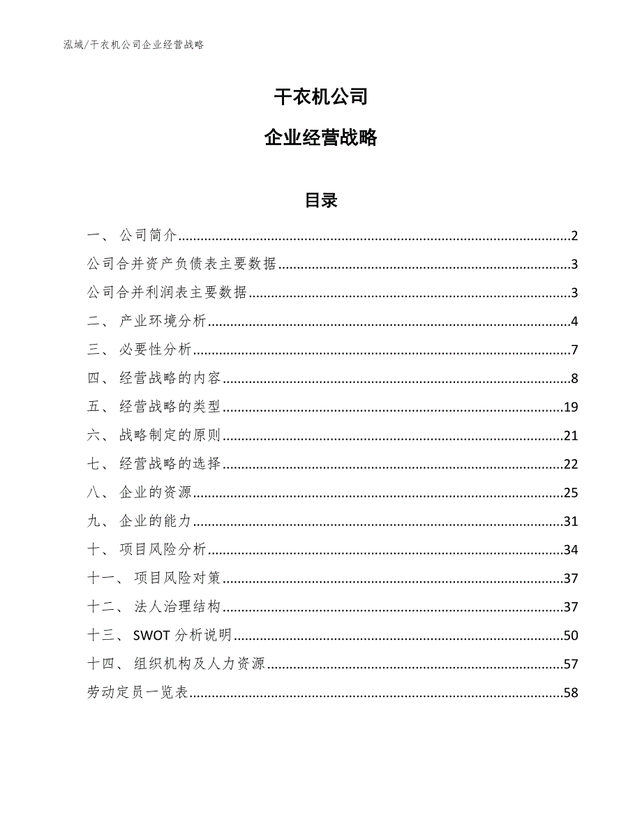 干衣机公司企业经营战略_范文_第1页