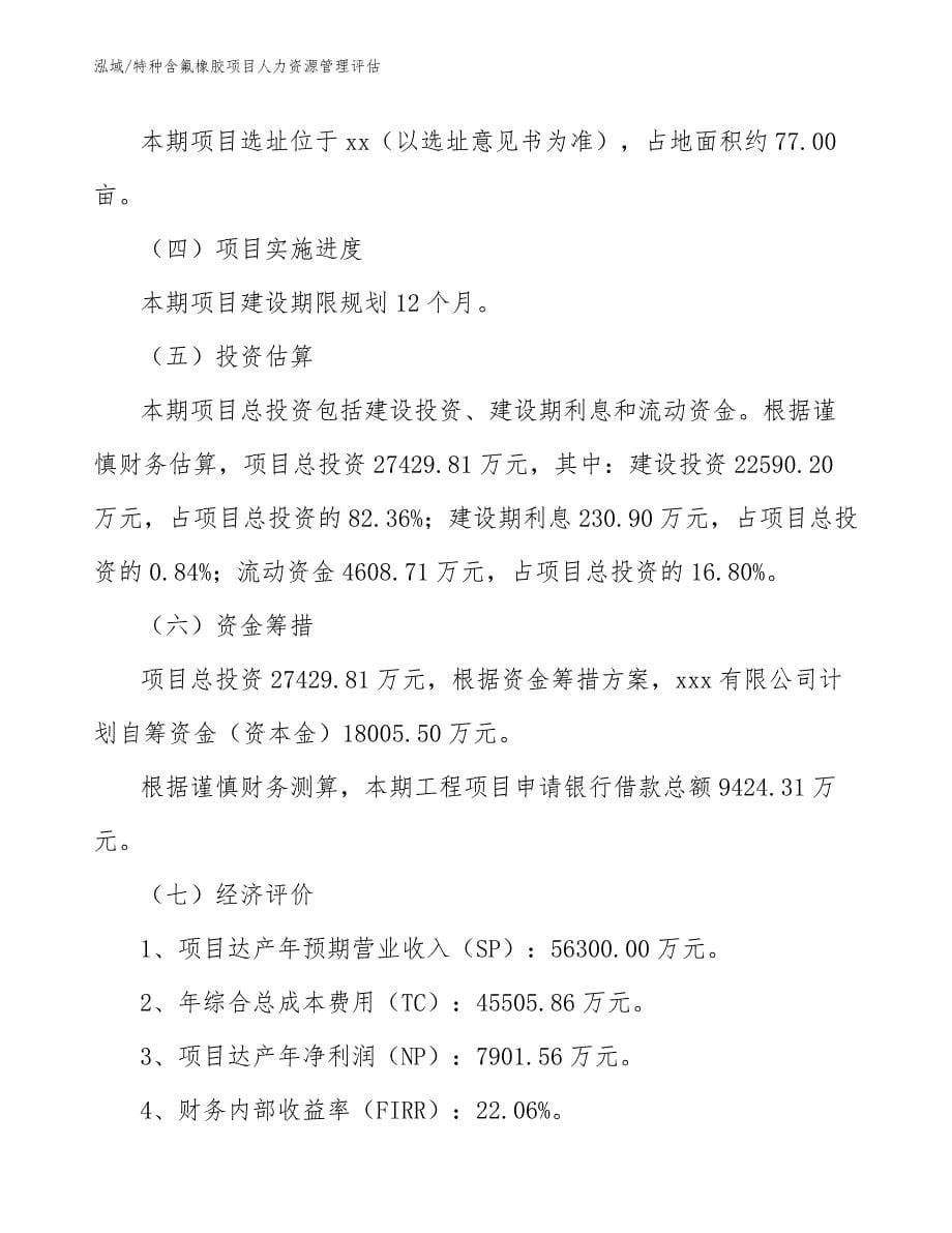 特种含氟橡胶项目人力资源管理评估_第5页