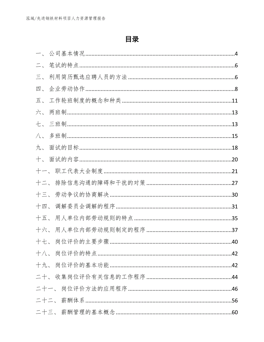 先进钢铁材料项目人力资源管理报告_第2页