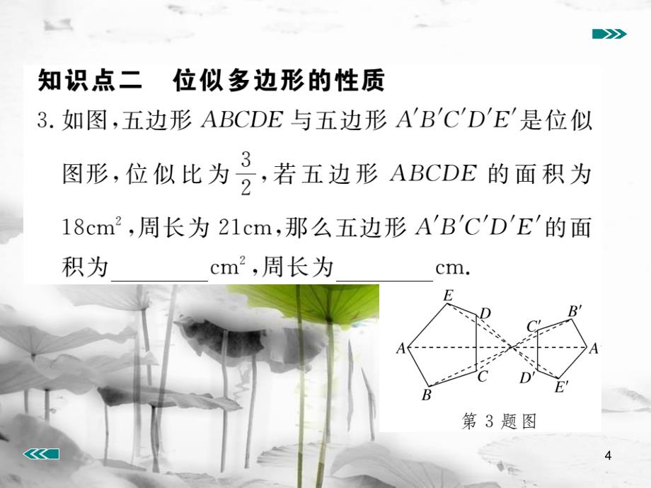 （河南专用）九年级数学上册4.8图形的位似第1课时位似多边形及其性质作业课件（新版）北师大版_第4页