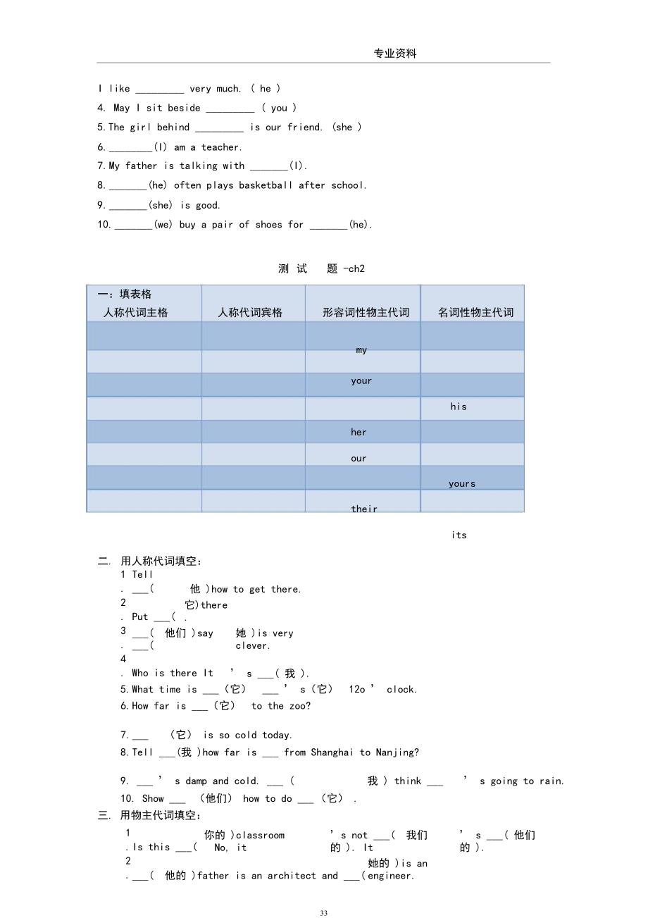 小学生英语语法测试题与答案解析_第3页