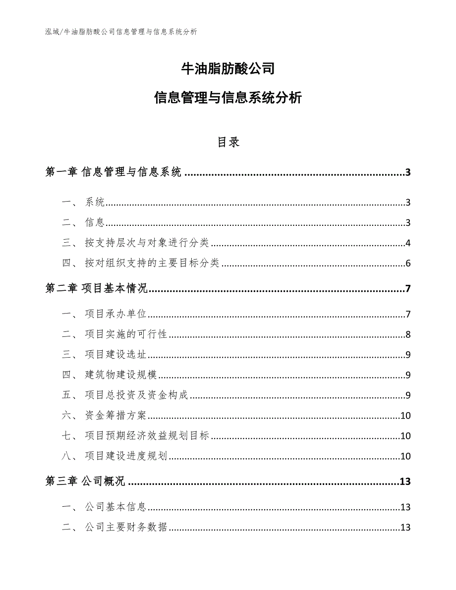 牛油脂肪酸公司信息管理与信息系统分析（参考）_第1页