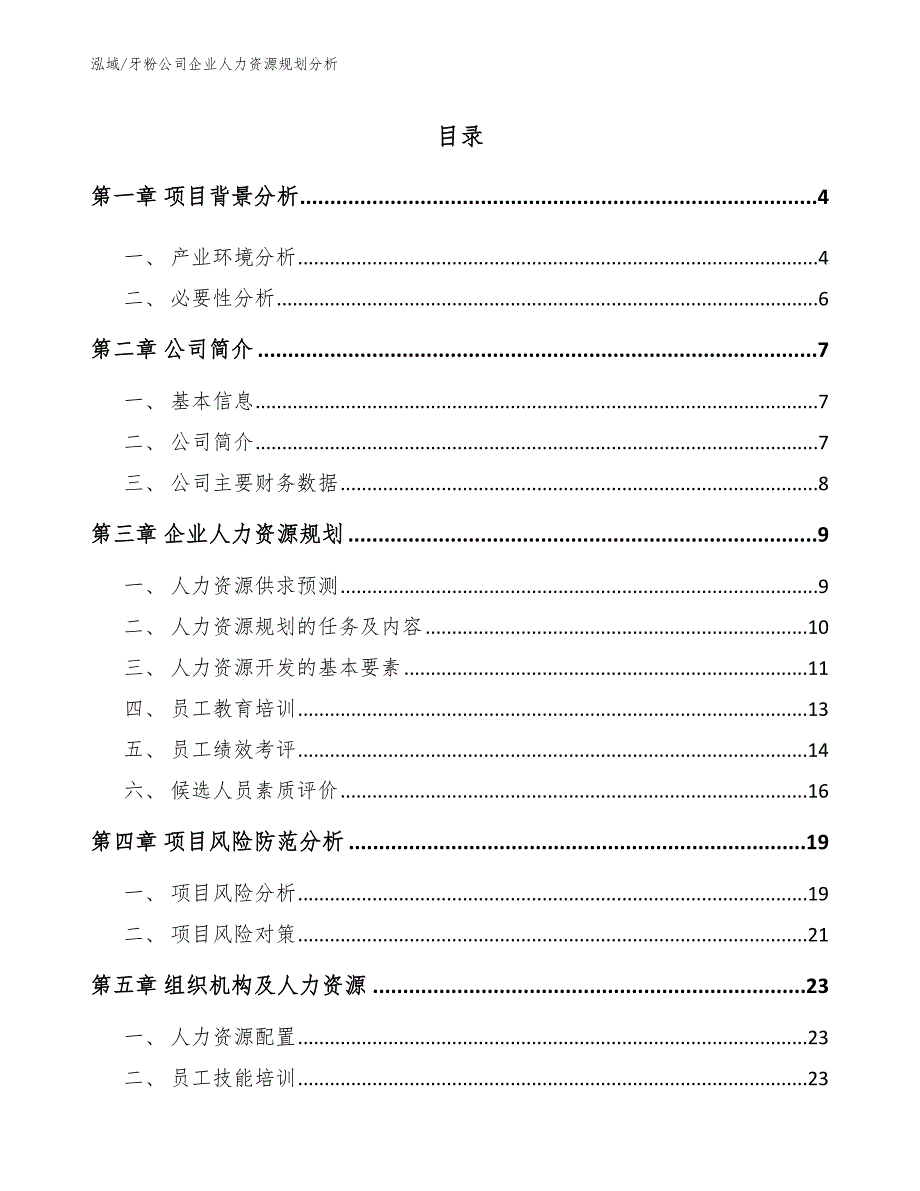 牙粉公司企业人力资源规划分析_第2页