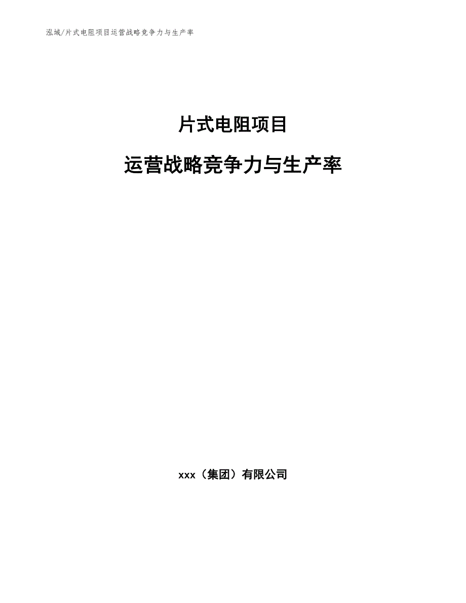 片式电阻项目运营战略竞争力与生产率【范文】_第1页