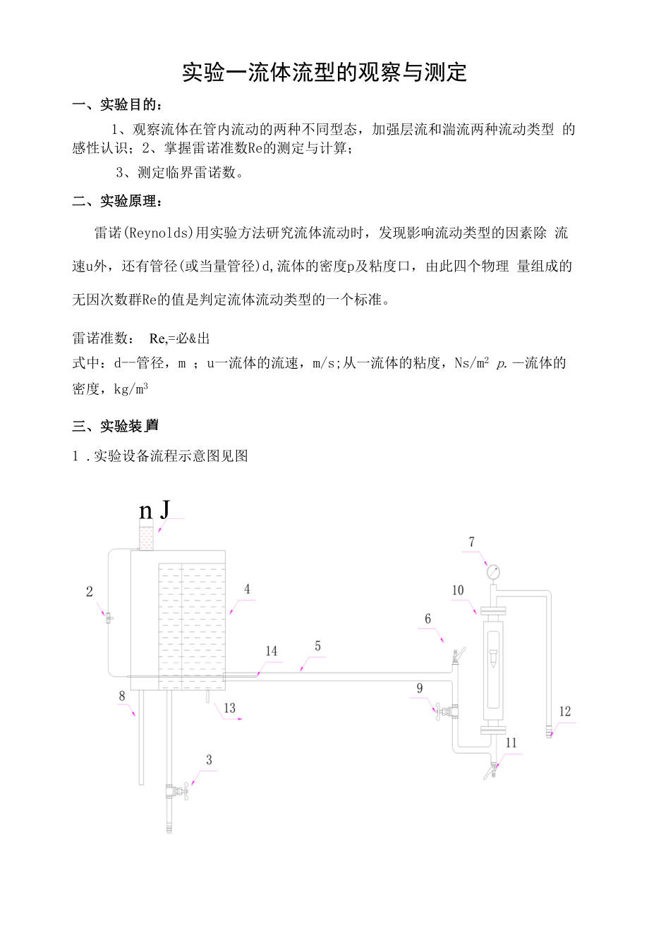 制药化工原理雷诺实验_第1页