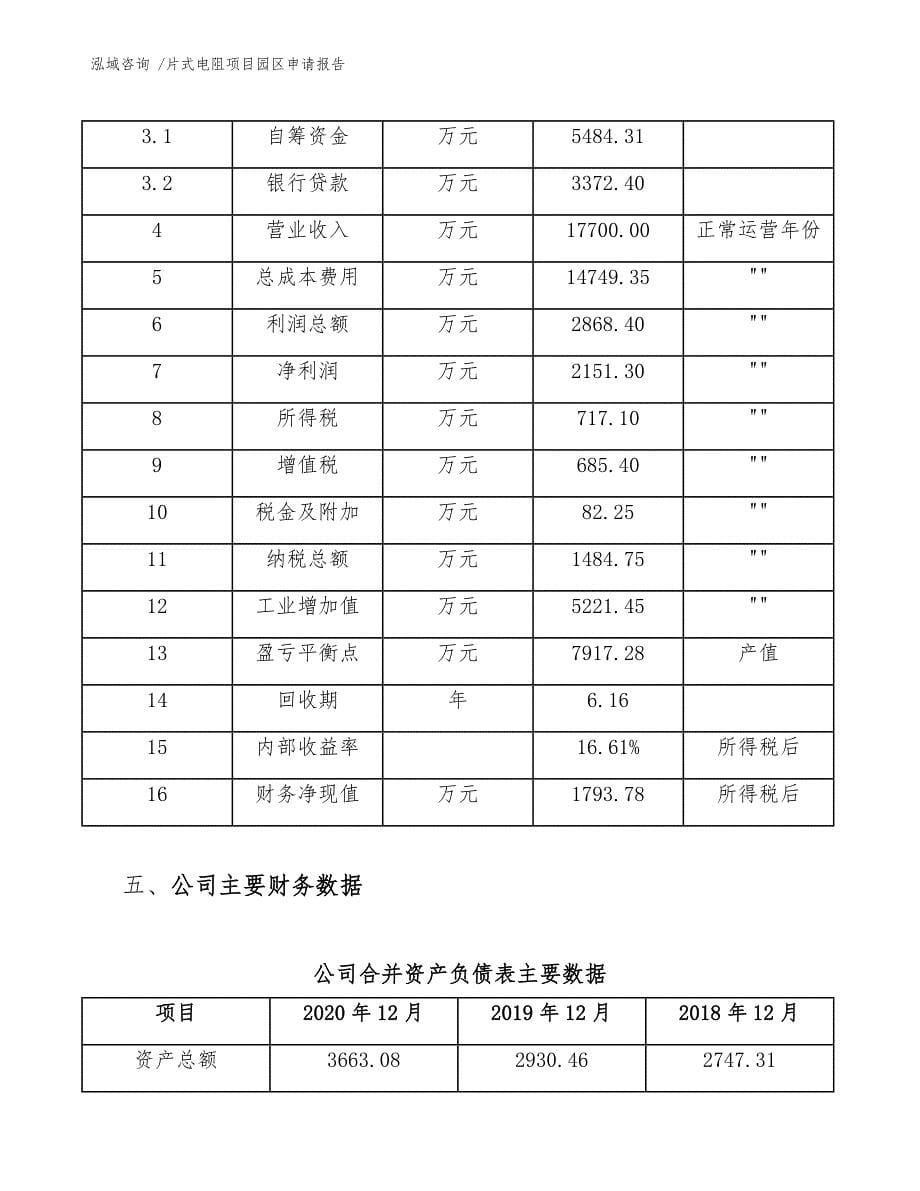 片式电阻项目园区申请报告（范文参考）_第5页