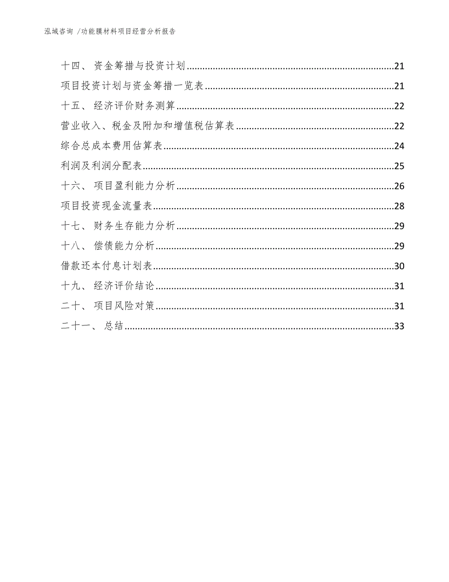 功能膜材料项目经营分析报告-范文模板_第2页