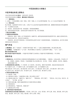 中医基础理论-大纲重点