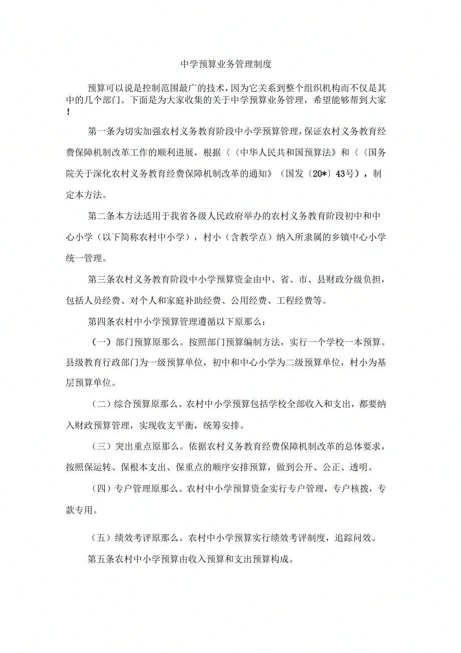 中学预算业务管理制_第1页