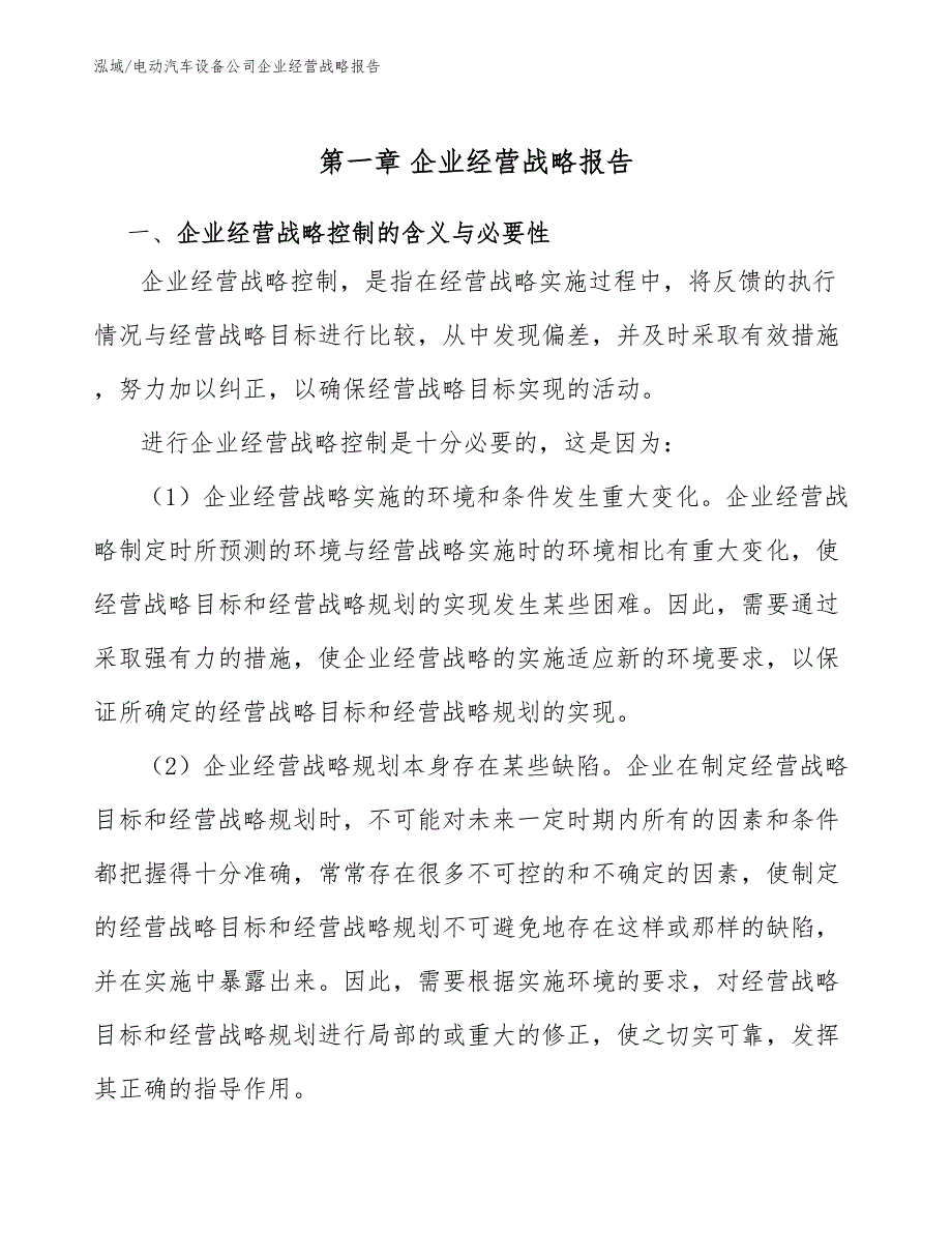 电动汽车设备公司企业经营战略报告_范文_第3页