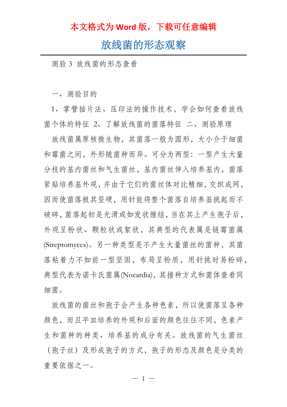 放线菌的形态观察_第1页