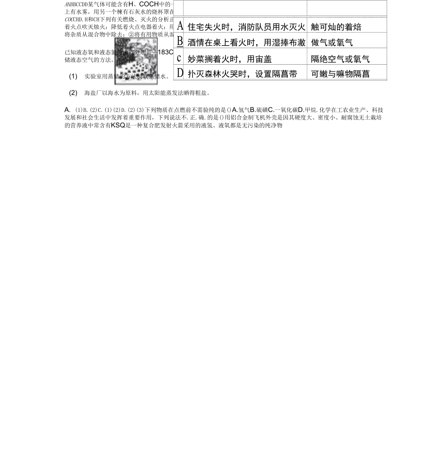 中考化学化学与能源的开发利用专项复习题(含答案)_第2页