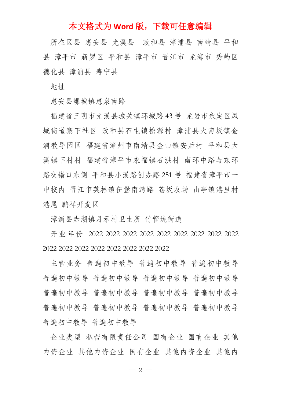 福建省普通初中教育公司名录2022版1457家_第2页